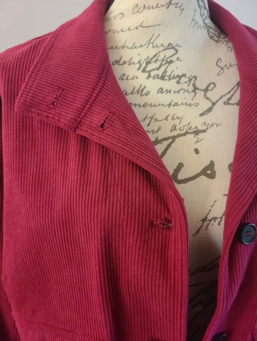 Avec Les Filles Corduroy Button-Front Jacket - Berry Red - Picture 4 of 7